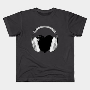 heart music headphones Kids T-Shirt